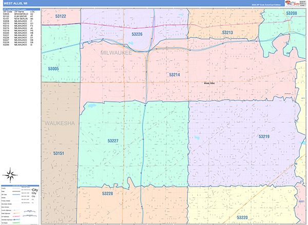 West Allis, WI Zip Code Map